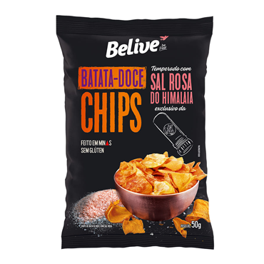 Chips Batata Doce Belive Sal Rosa do Himalaia 50G Belive