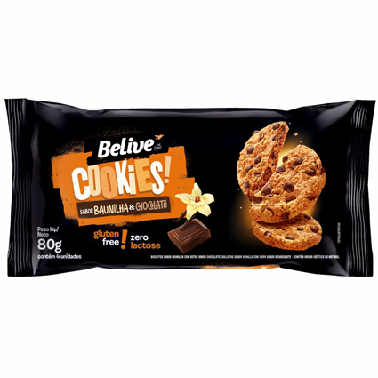 Cookies Baunilha C/ Chocolate 80g Belive